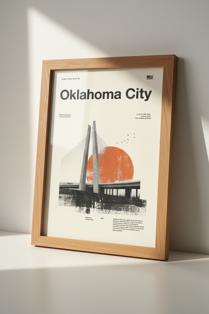 Oklahoma City Wall Art Print | Modern Travel Poster | Minimalist OKC Decor