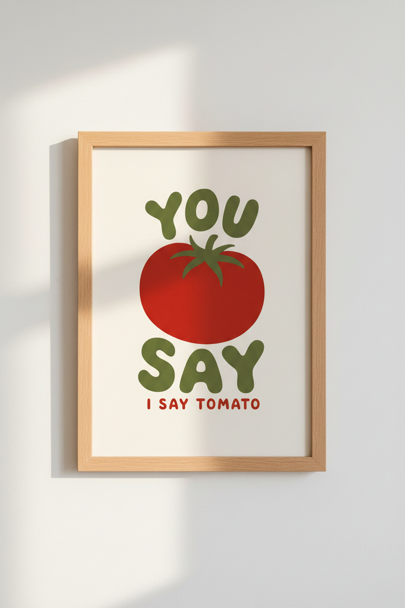 You Say Tomato Art Print | Retro Kitchen Decor | Chunky Red Vegetable Poster