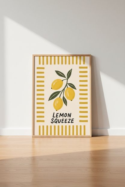 lemon wall art | Minimalist Citrus Theme, Sunlit Yellow | Living Room Decor