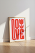 Retro Love Tulip Wall Art | Red Pink Typography Decor | Modern Flower Aesthetic Poster