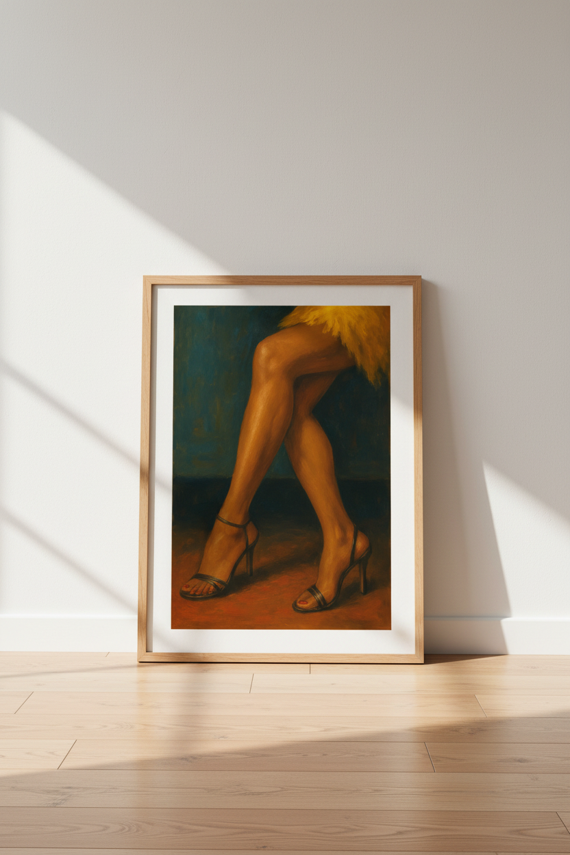 Dramatic Heels Wall Art Print | Bedroom Decor | Moody Aesthetic Framed Poster | Legs in Heels Wall Decor Gift