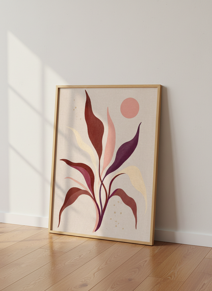 Abstract Botanical Art Print | Mid Century Modern Wall Decor | Minimalist Poster
