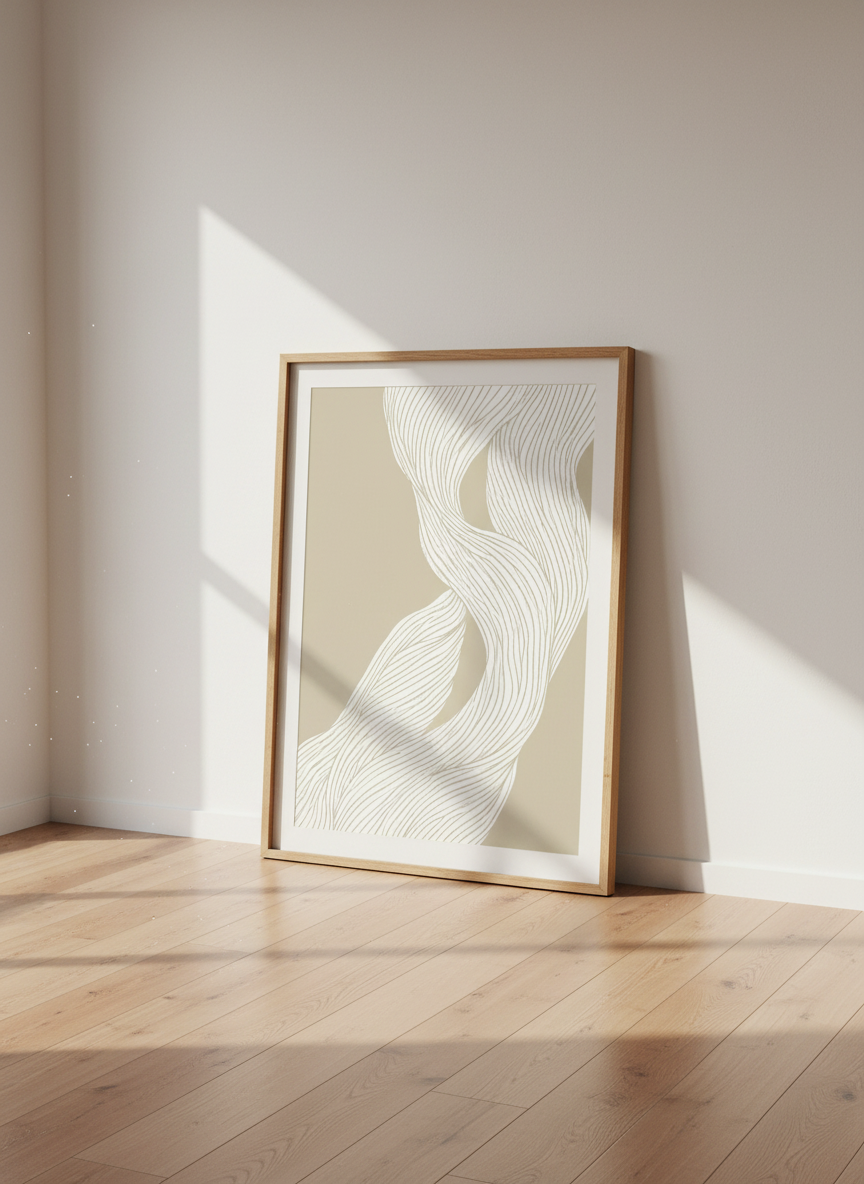 Abstract Wavy Line Art Print | Minimalist Wall Decor | Neutral Beige Aesthetic Poster | Modern Living Room Art