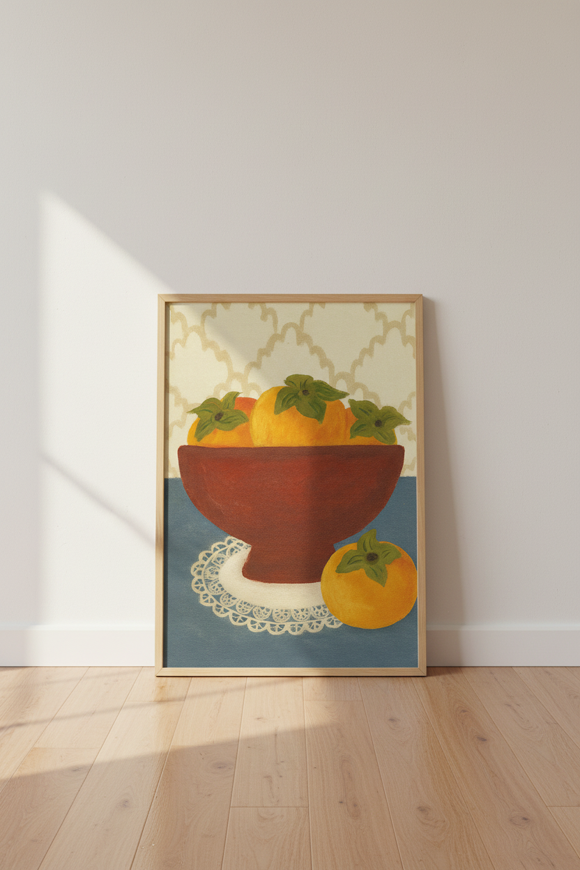 Abstract Still Life Fruit Wall Art Print | Kitchen Dining Room Decor | Cottagecore Aesthetic Framed Poster