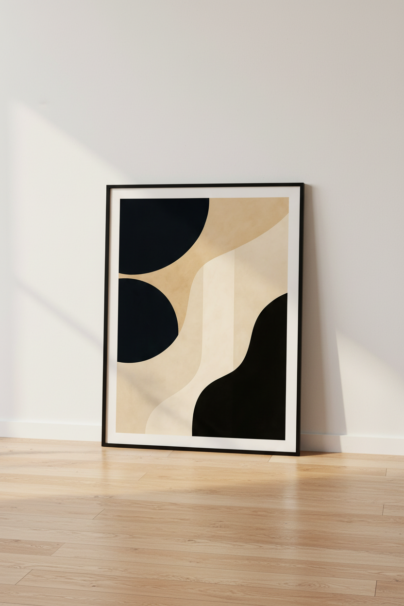 Abstract Waves Wall Art Print | Mid Century Modern Decor | Minimalist Poster | Neutral Geometric Art | Living Room Art