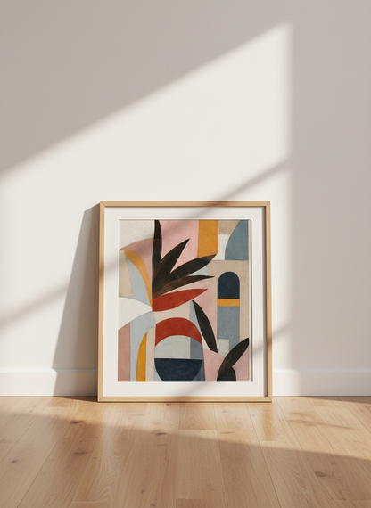 Abstract Botanical Art Print | Mid-Century Modern Boho Wall Decor | Earthy Aesthetic
