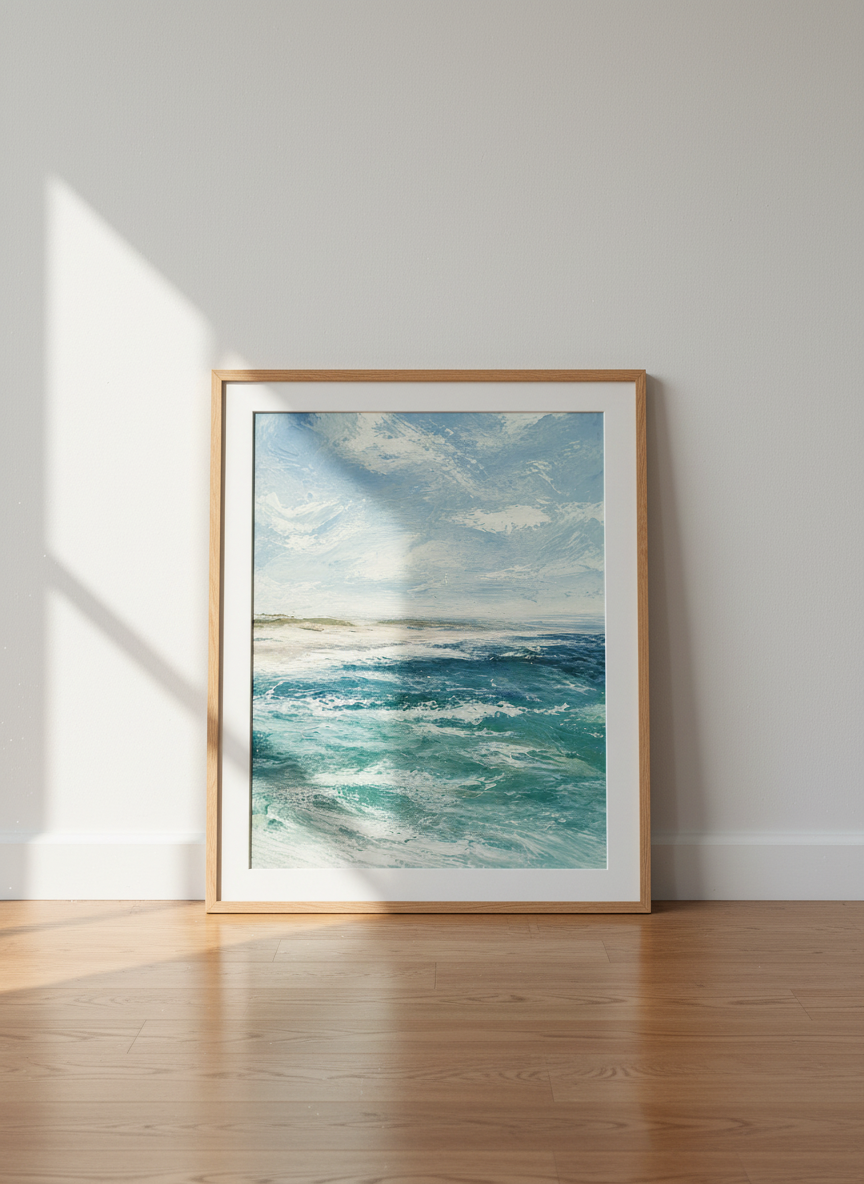 Ocean Waves Art Print | Abstract Coastal Seascape, Blue Green Beach Decor