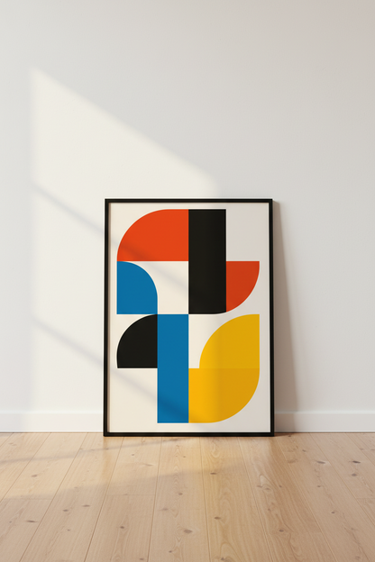 Bauhaus Geometric Wall Art Print | Modern Living Room Decor | Mid Century Minimalist Poster | Abstract Dorm Aesthetic