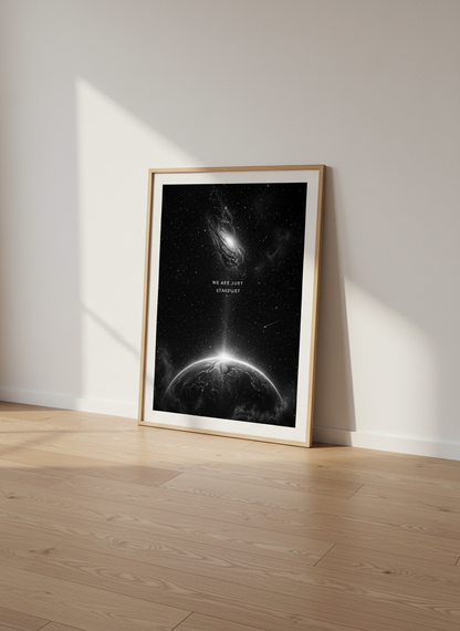 Cosmic Stardust Quote Wall Art | Black &amp; White Space Decor, Galaxy Print