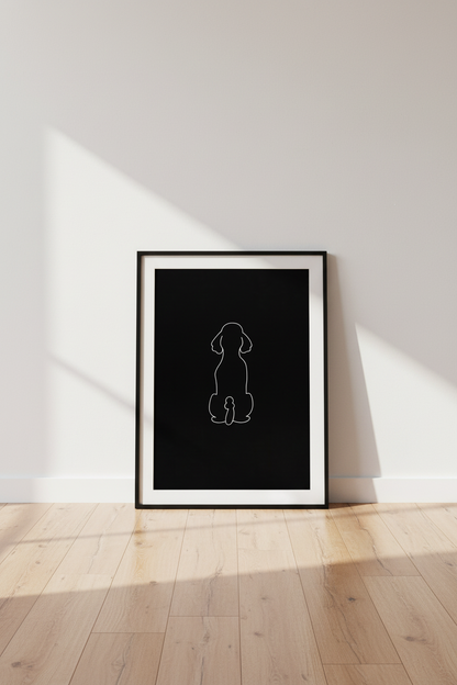 Minimalist Dog Line Art Print | Simple Canine Home Decor Wall Hanging | Pet Portrait Poster Black &amp; White Animal Wall Art