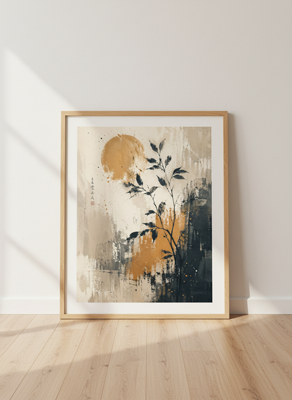 Zen Branch Wall Art Print | Abstract Landscape Decor | Botanical Poster