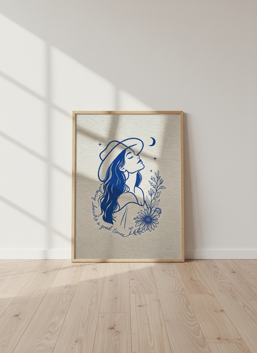 Bohemian Cowgirl Art | Southwestern Decor, Sunset Lover Gift, Western Women&