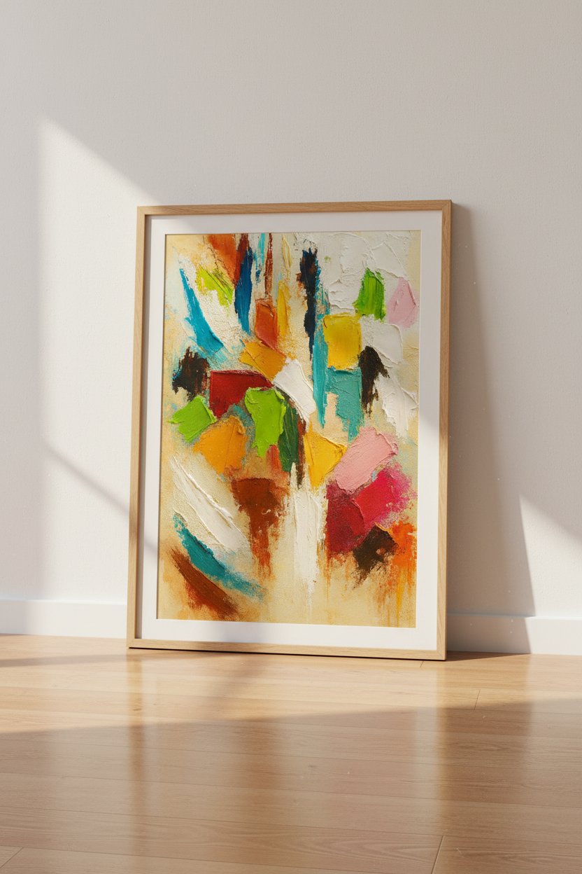 Abstract Impressionist Oil Paint Wall Art Print | Boho Living Room Decor | Colorful Textured Art Poster Gift