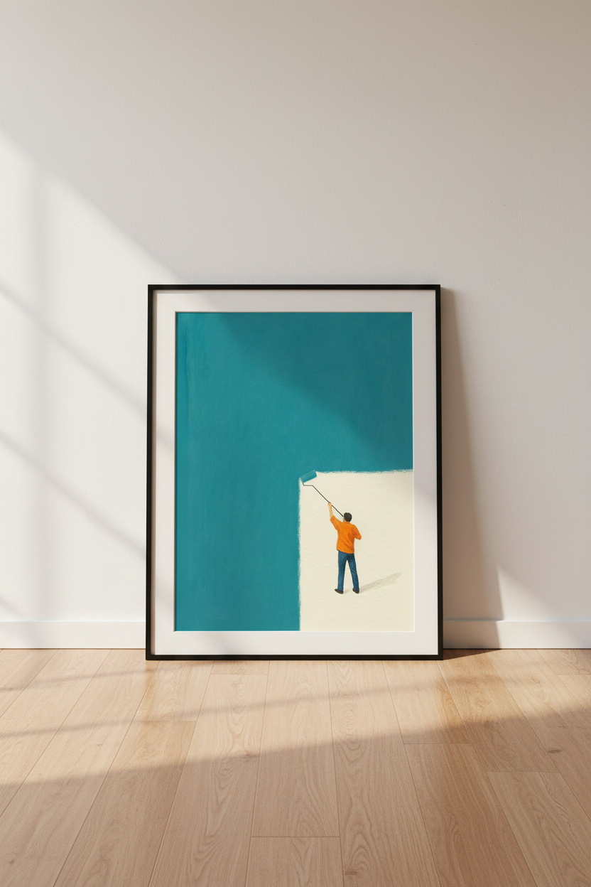 Minimalist Painter Wall Art Print | Teal Blue Home Decor | Modern Aesthetic Poster | Unframed, Framed, or Digital Download
