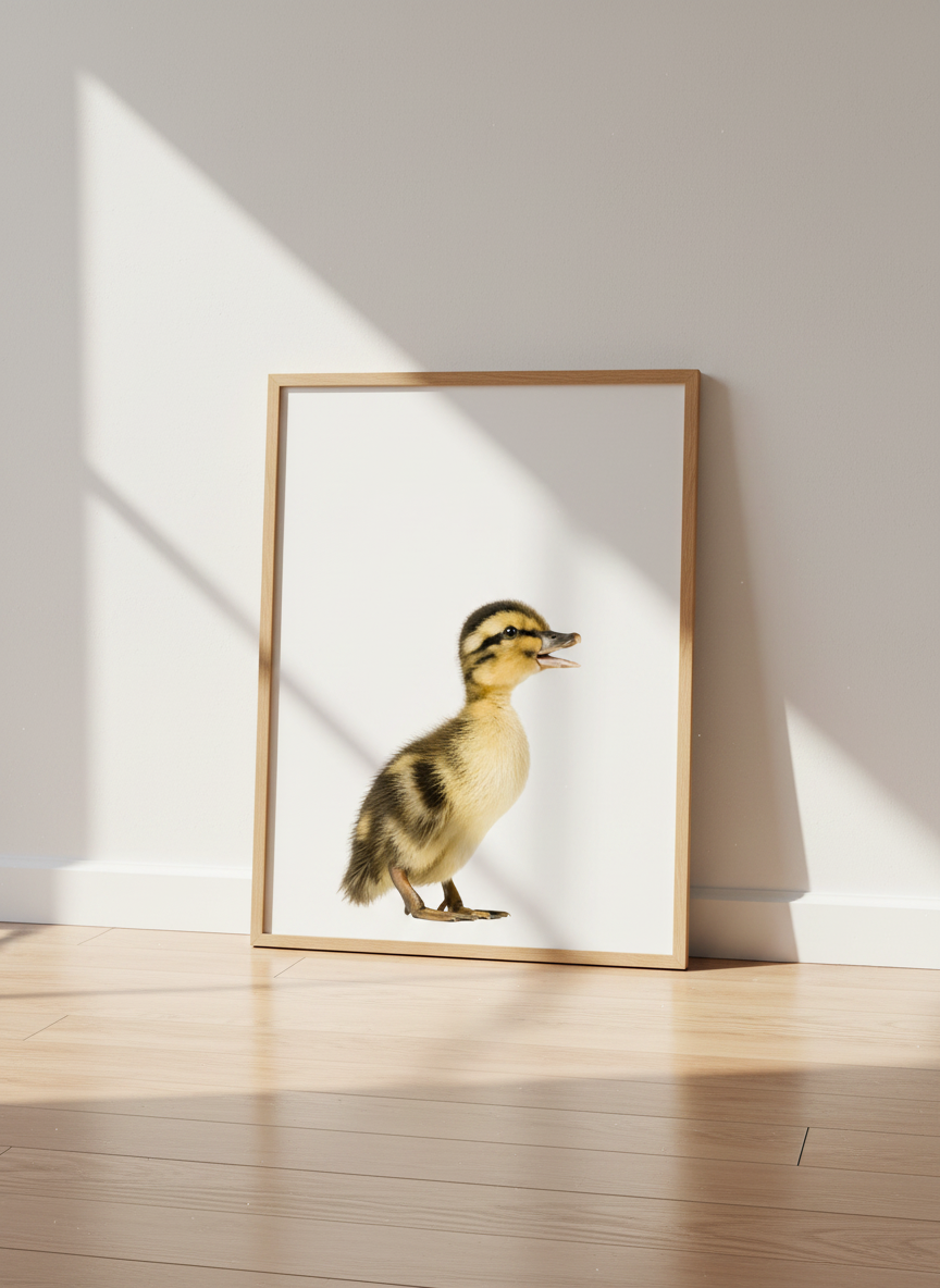 Cute Duckling Wall Art Print | Nursery Playroom Decor | Baby Animal Poster | Farmhouse Kids Room | Minimalist Wildlife Gift