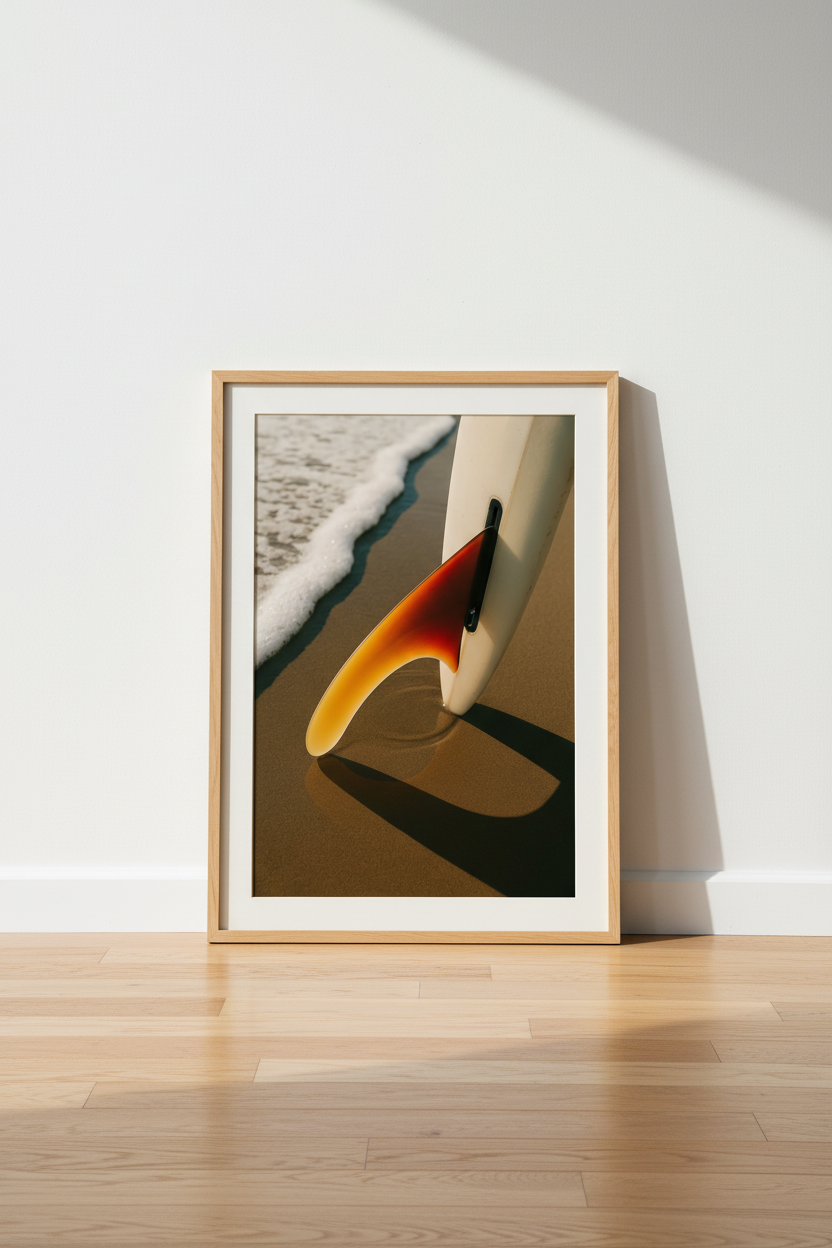 Coastal Surfboard Fin Wall Art Print | Boho Beach House Decor | Aesthetic Framed Poster | Surf Ocean Ready to Hang