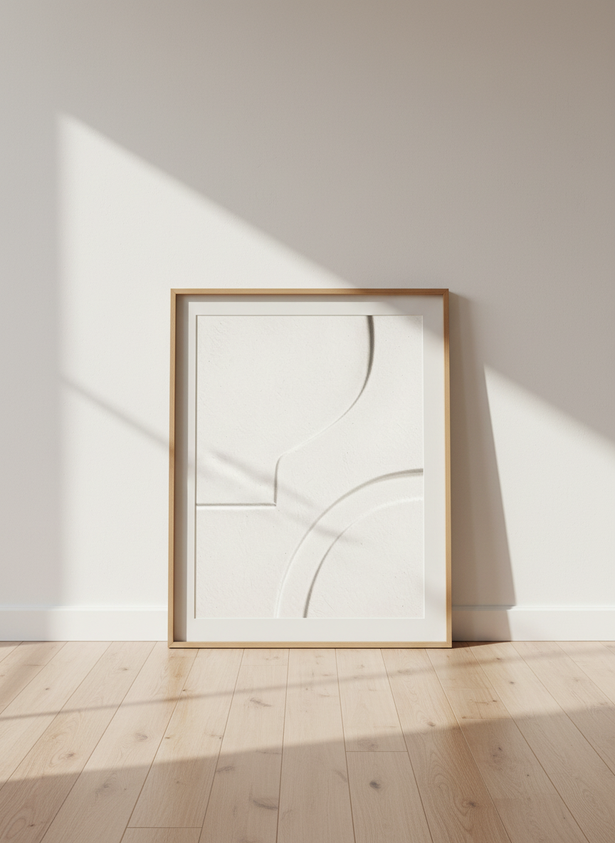 Abstract Cream Textured Wall Art Print | Minimalist Living Room Decor | Neutral Aesthetic Poster | Modern Wabi Sabi Relief Art