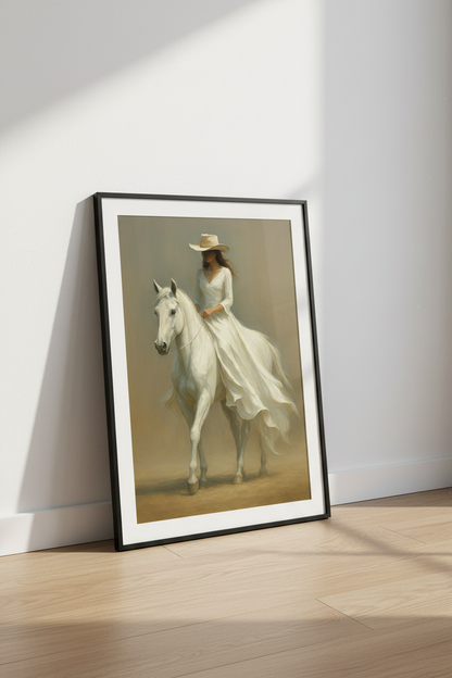 Minimalist Western Cowgirl Wall Art Print | Boho Bedroom Decor | Rustic Farmhouse Poster Gift | Digital or Framed Print