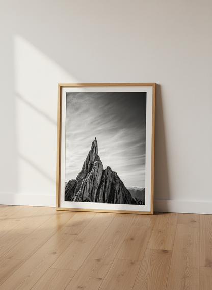 Minimalist Mountain Peak Wall Art | Inspiring Adventure Poster | Black and White Landscape Print | Modern Office Decor | Framed Options