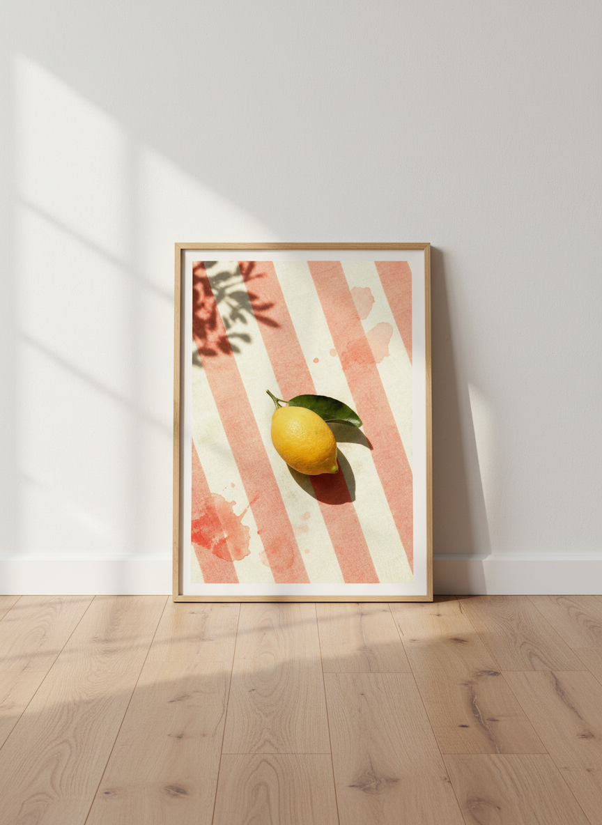 Lemon Still Life Art | Sunny Kitchen Decor, Botanical Print | Vibrant Summer Poster