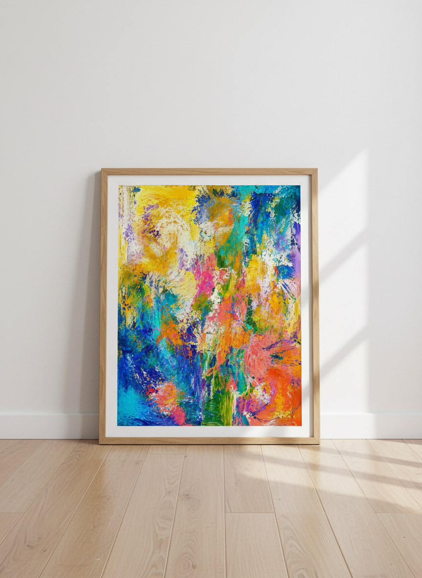 Abstract Colorful Art Print | Vibrant Living Room Decor | Bright Abstract Wall Art Gift