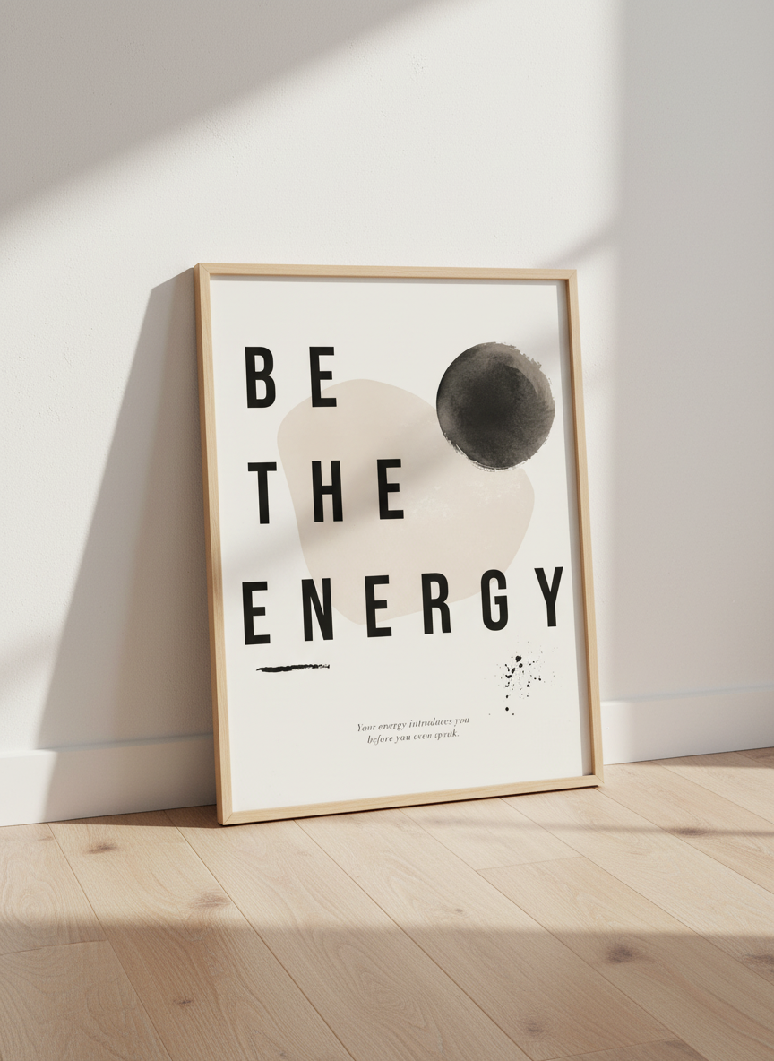 Be The Energy Quote Wall Art | Boho Neutral Living Room Decor | Motivational Print