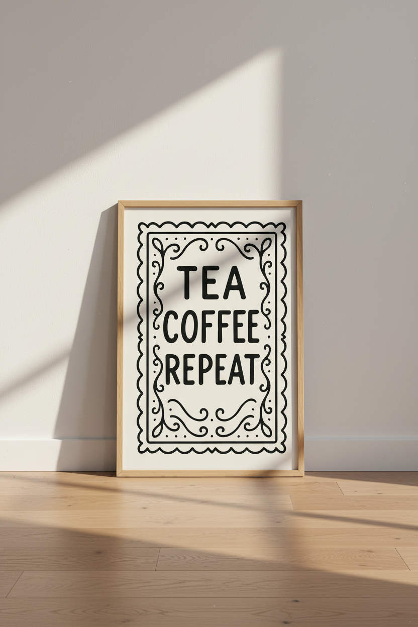 Minimalist Typography Wall Art Print | Kitchen Decor | Coffee Bar Poster | Tea Sayings | Printable Art | Funny Home Gift