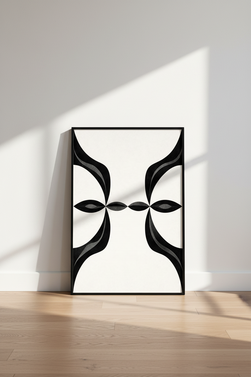 Abstract Black &amp; White Flow Art Print | Modern Organic Shapes Wall Art | Minimalist Home Decor Poster | Digital Download