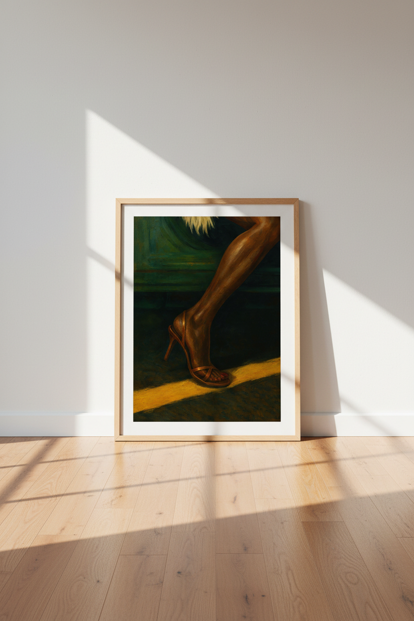 Dramatic Realism High Heel Foot Art Print | Bedroom Wall Decor | Dark Academia Aesthetic Framed Poster