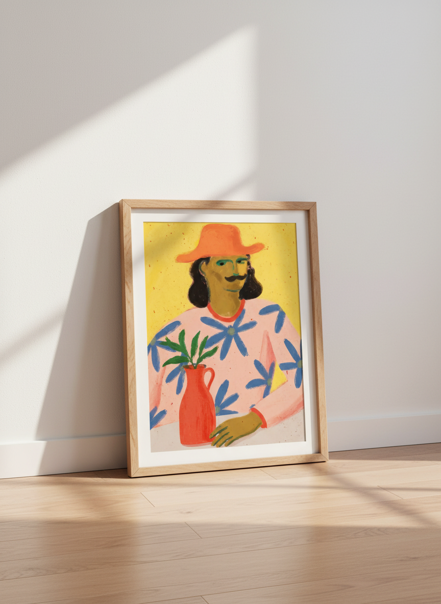 Abstract Portrait Wall Art Print | Boho Eclectic Kitchen Decor | Modern Folk Art Poster | Colorful Abstract Print