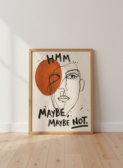 Abstract Face Line Art Print | Living Room Decor | Modern Minimalist Quote Poster