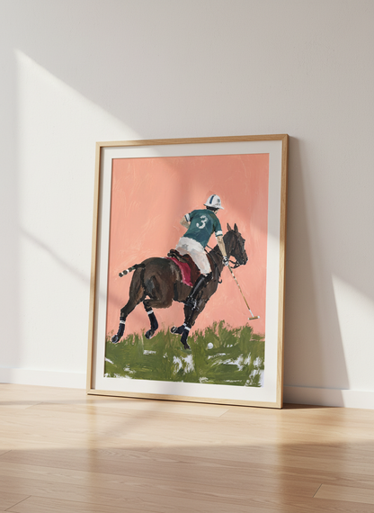 Acrylic Polo Player Wall Art Print | Equestrian Chic Room Decor | Grandmillennial Preppy Aesthetic Poster