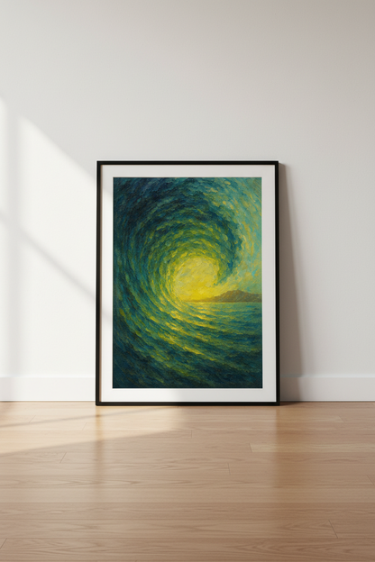 Impressionist Ocean Wave Wall Art Print | Coastal Living Room Decor | Vibrant Sea Aesthetic Poster | Framed Unframed Digital Art