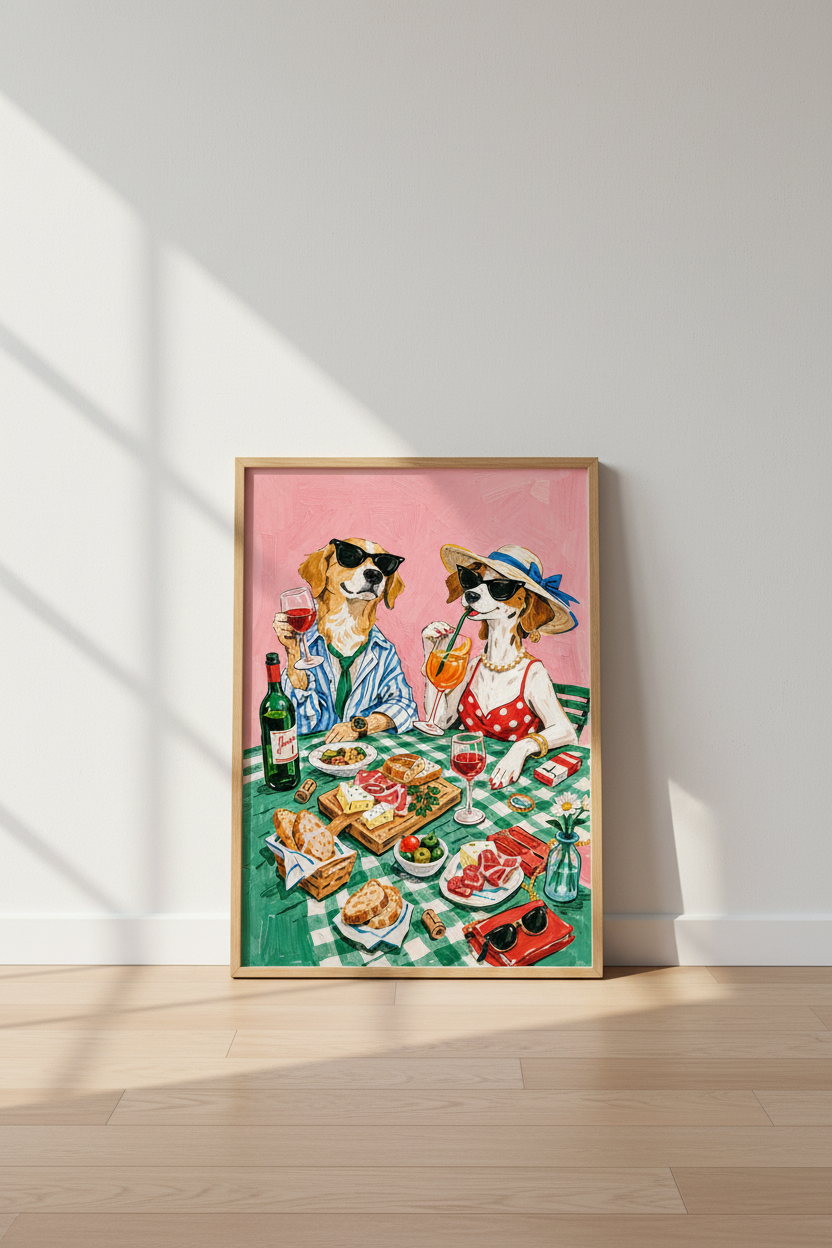 Eclectic Vibrant Dogs Wall Art Print | Dining Room Decor | Funky Chic Poster