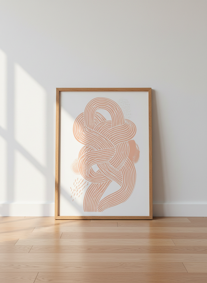 Abstract Knot Wall Art Print | Modern Peach Living Room Decor | Nordic Minimalist Poster