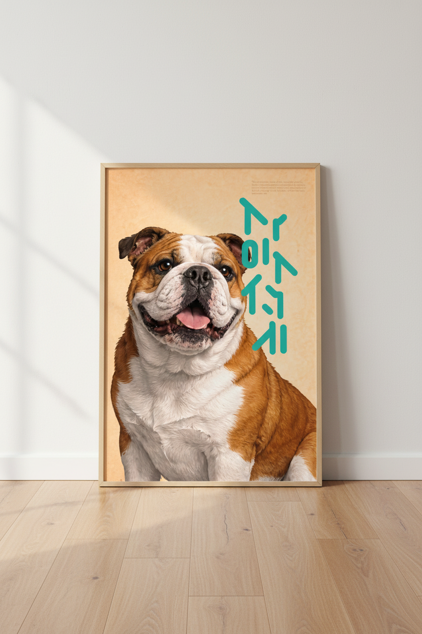 Humorous Dog Art Print | Framed Bulldog Wall Art | Funny Pet Decor | Ready to Hang Animal Poster | Modern Nursery Art