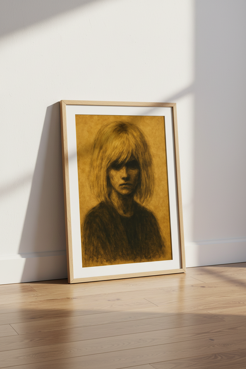 Dark Academia Portrait Wall Art Print | Boho Bedroom Decor | Moody Blonde Woman Abstract Poster | Grunge Aesthetic Gift