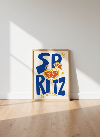 Spritz Cocktail Wall Art | Retro Bar Cart Decor | Fun Kitchen Poster Drink Print
