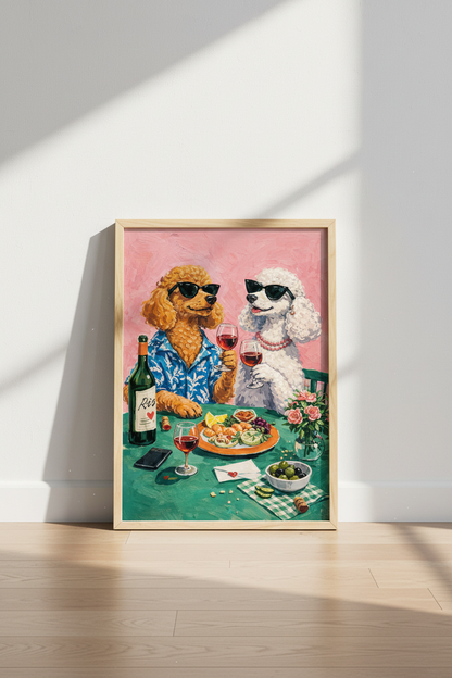 Eclectic Modern Poodle Dogs Wall Art Print | Dining Room Decor | Maximalist Chic Poster | Animal Lovers Gift | Digital Download