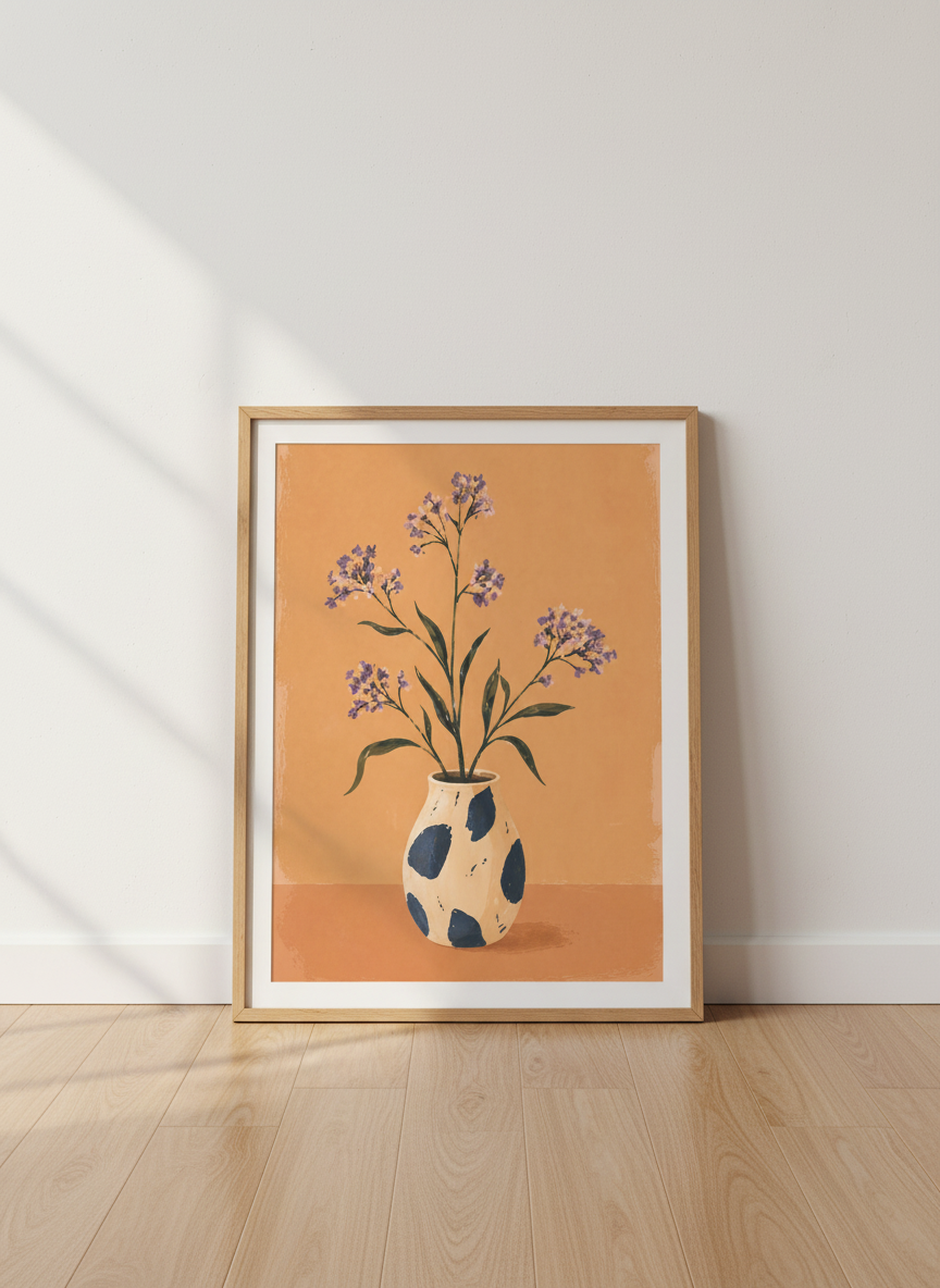 Boho Flower Art Print | Neutral Floral Wall Art | Framed Botanical Decor | Aesthetic Poster | Living Room Art | Ready To Hang