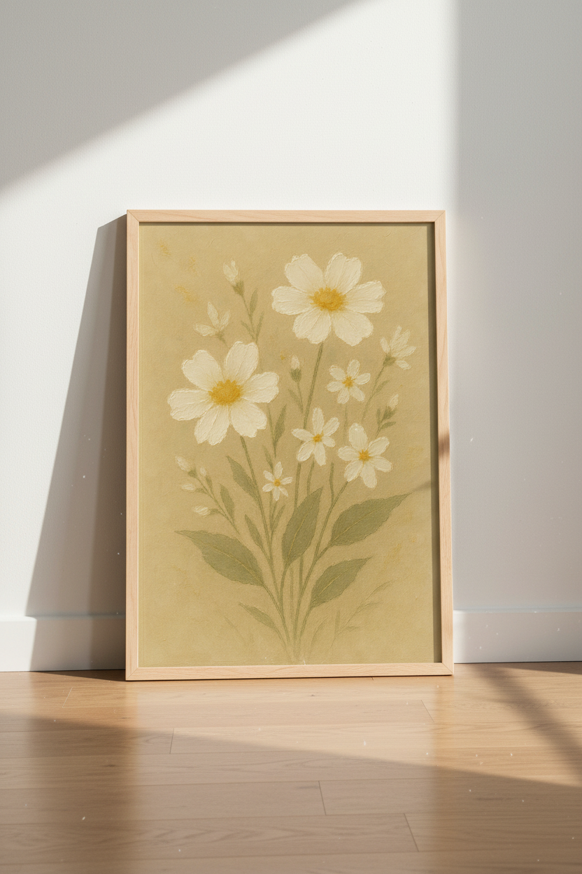 Impressionist White Daisy Floral Wall Art Print | Boho Bedroom Decor | Rustic Farmhouse Flower Poster | Botanical Gallery Wall