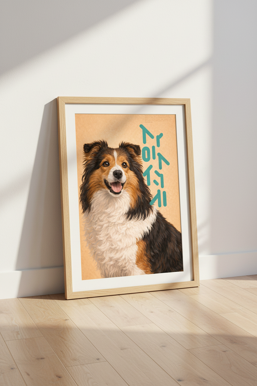 Charming Sheltie Dog Framed Wall Art Print | Pet Lover Decor | Modern Dog Portrait Poster | Ready to Hang Pet Art