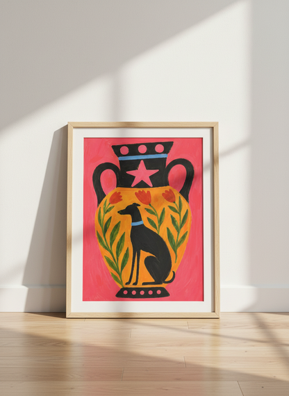 Abstract Dog Wall Art Print | Eclectic Home Decor | Quirky Boho Poster | Dog Lover Gift | Maximalist Pet Portrait