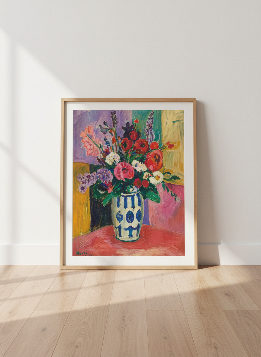 Henri Matisse Style Floral Wall Art Print | Vibrant Flower Vase Decor | Eclectic Impressionist Poster | Gallery Wall Art