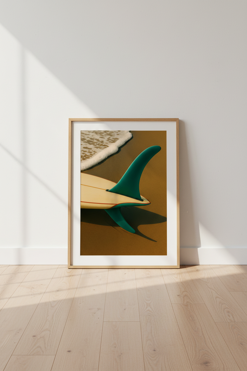 Minimalist Surfboard Wall Art Print | Coastal Living Decor | Retro Beach Preppy Framed Poster | Ready to Hang Surfer Gift