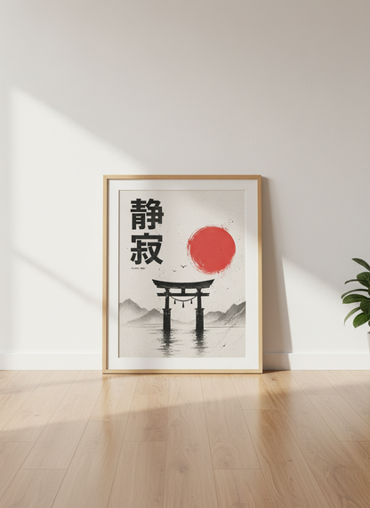 Japanese Torii Gate Seijaku Print | Zen Home Decor | Traditional Asian Wall Art