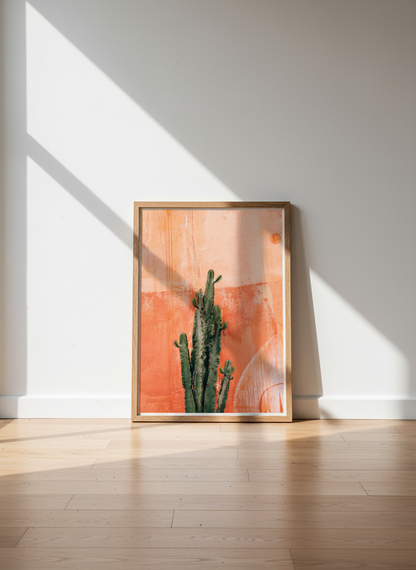 Desert Cactus Wall Art Print | Boho Living Room Decor | Terracotta Aesthetic Poster