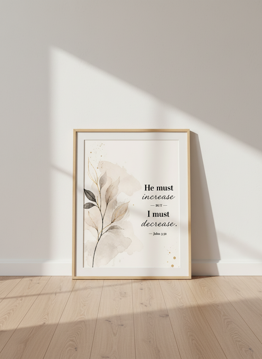 Christian Wall Art | John 3:30 Bible Verse Print, Farmhouse Home Decor
