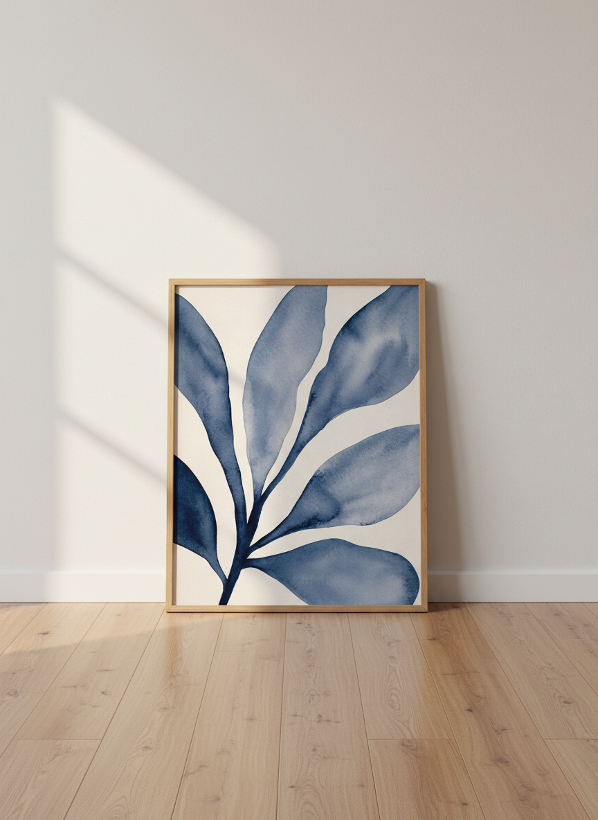 Abstract Watercolor Botanical Framed Wall Art Print | Boho Living Room Decor | Coastal Aesthetic Poster