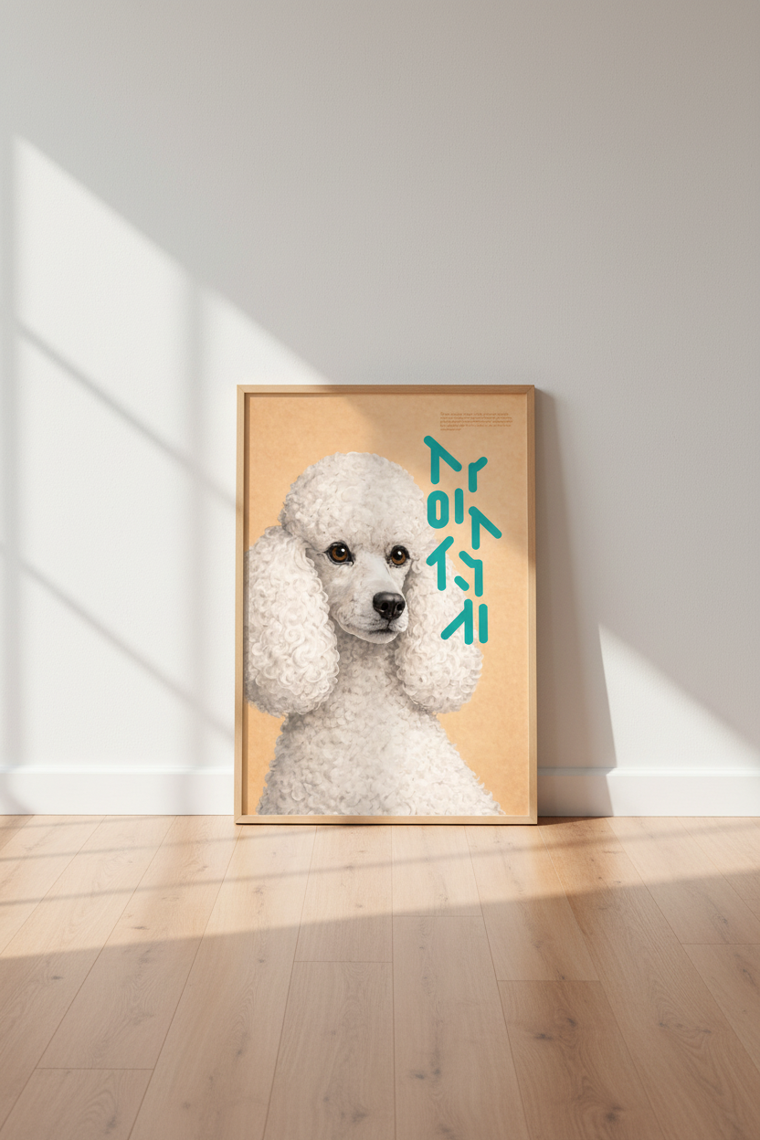 Aesthetic Poodle Art Print | Mid-Century Modern Pet Decor | Minimalist Framed Wall Art | Ready to Hang Dog Poster